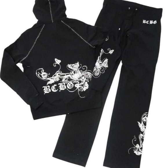 ☆BCBGMAXAZRIA Black & Silver Rhinestone Tracksuit☆ - Picture 3 of 6